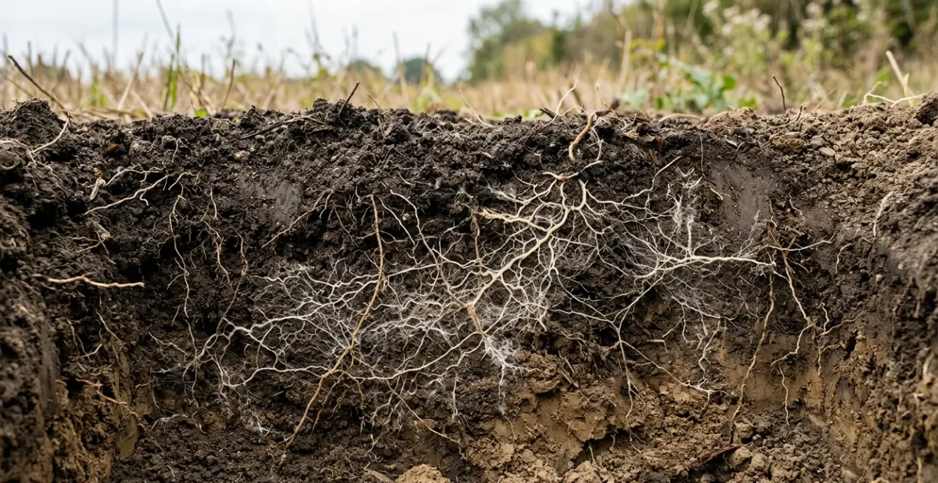 Mycorrhizal fungal networks preserved in reduced-tillage agricultural soil system