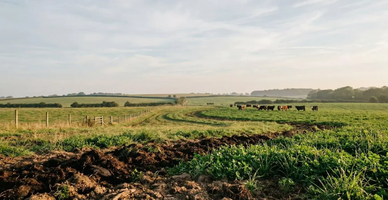 Agricultural nitrogen cycle showing sustainable livestock manure management in regenerative farming system